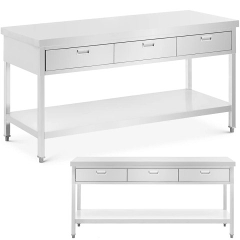 Stół blat roboczy gastronomiczny 3 szuflady półka STAL 180 x 60 cm