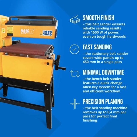 Szlifierka szerokotaśmowa do metalu drewna tworzyw szer. 450 mm 1500 W