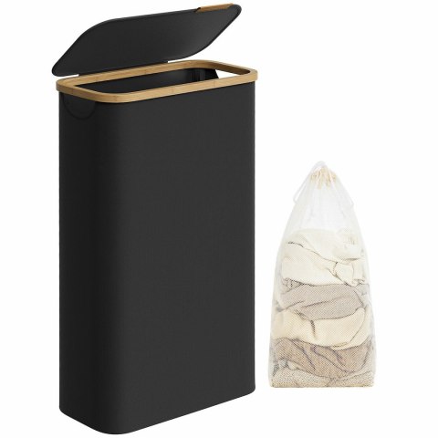 Czarny kosz na pranie z pokrywą 65 L