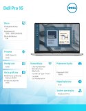 Laptop Dell Pro 16 PC16255/AMD Ryzen AI 7 PRO 350/32GB/512GB SSD CL25/16.0 FHD+ Touch/Radeon 860M/FgrPr/FHD/IR Cam/Mic/WLAN+BT/B