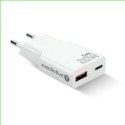 Ładowarka sieciowa SUPER SLIM QC 3.0 20W 1XUSB 1XUSB-C biała SC-340Q