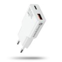 Ładowarka sieciowa SUPER SLIM QC 3.0 30W 1XUSB 1XUSB-C biała SC-380Q