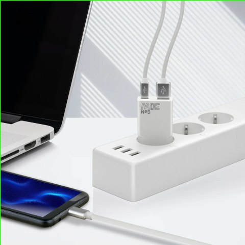 Ładowarka sieciowa SUPER SLIM QC 3.0 30W 1XUSB 1XUSB-C biała SC-380Q