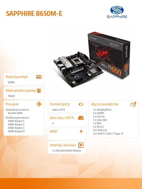 Płyta główna B650M-E AM5 2DDR5 mATX