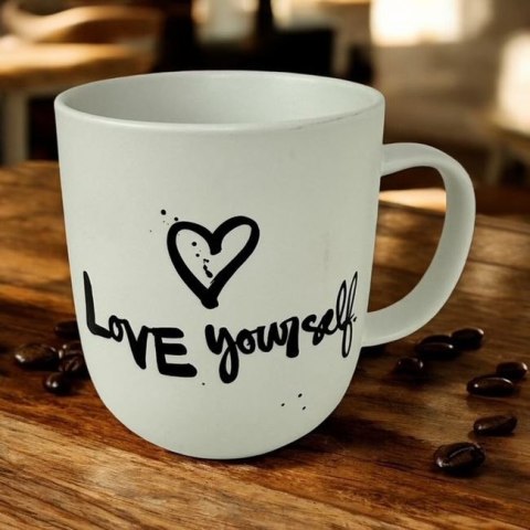 Kochaj Siebie Kubek Porcelanowy Biały 350 ml