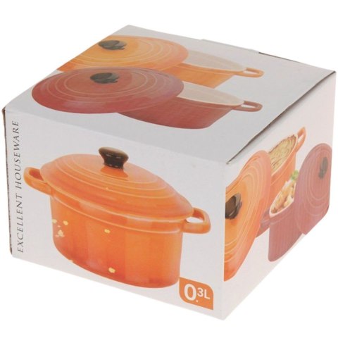 Miseczka do zapiekania porcelanowa z pokrywką 300ml EXCELLENT HOUSEWARE 259043