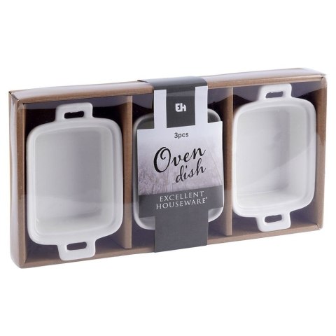 Miseczki do zapiekania kokilki porcelanowe do sosów piekarnika białe 160ml 3-ele EXCELLENT HOUSEWARE 259234-PR