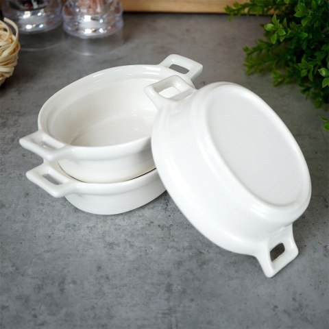 Miseczki do zapiekania kokilki porcelanowe do sosów piekarnika białe małe 120ml 3-ele EXCELLENT HOUSEWARE 259234-OW