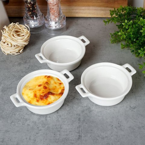 Miseczki do zapiekania kokilki porcelanowe do sosów piekarnika białe małe 130ml 3-ele EXCELLENT HOUSEWARE 259234-OK