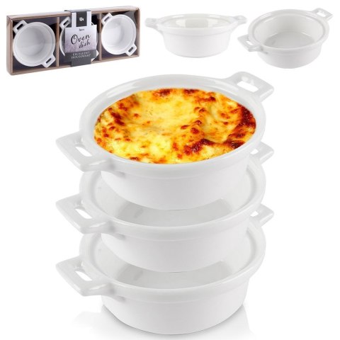 Miseczki do zapiekania kokilki porcelanowe do sosów piekarnika białe małe 130ml 3-ele EXCELLENT HOUSEWARE 259234-OK