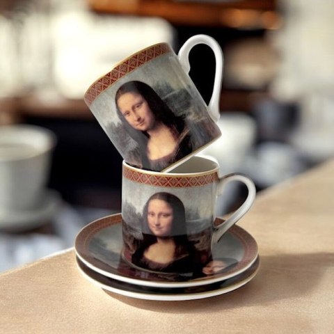 Mona Lisa - Zestaw Filiżanek ze Spodkiem Porcelanowych do Espresso w Ozdobnym Pudełku 75 ml