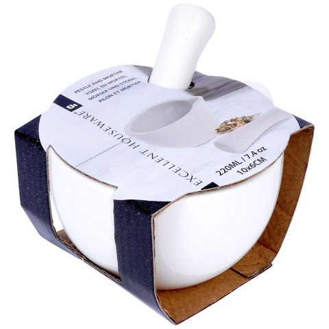 Moździerz kuchenny do przypraw leków ucierania ziół porcelanowy biały EXCELLENT HOUSEWARE 259319