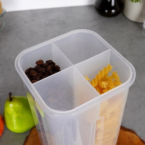 Pojemnik na produkty sypkie płatki mąkę kawę z dozownikiem dzielony 2.4L EXCELLENT HOUSEWARE 259387