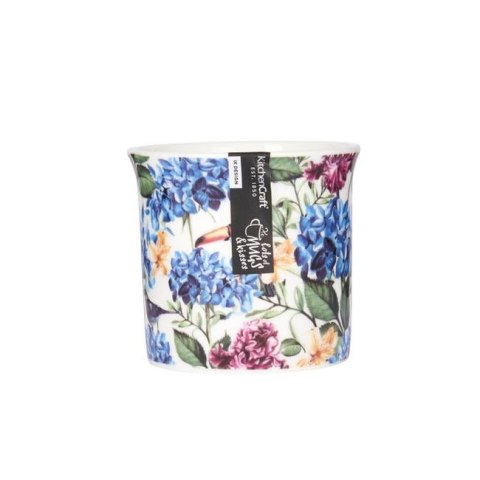 Porcelanowy kubek ryflowany Kwiaty, 300 ml