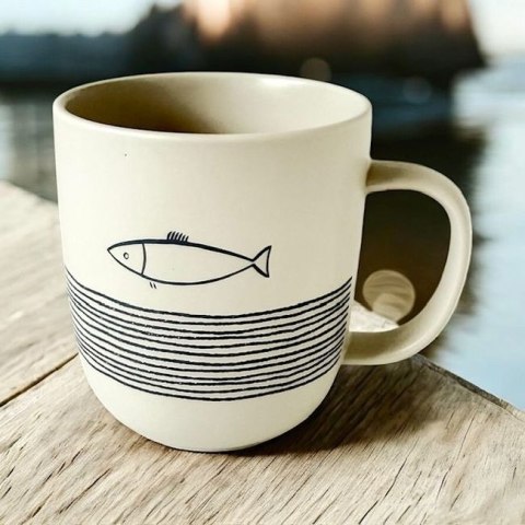 Ryba & Fale Kubek Porcelanowy w Ozdobnym Pudełku, 400 ml
