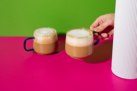 Zestaw 2 kubków szklanych La Cafetière z niebieskim uchwytem, 275 ml