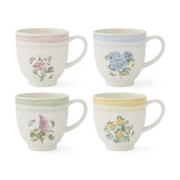 Zestaw Kubków porcelanowych Kwiaty i Motyle, 4 szt., 400 ml