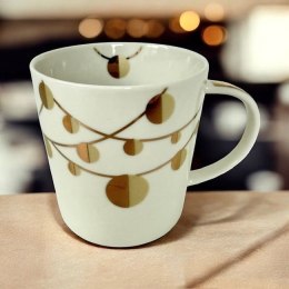 Złote Bombki Kubek Porcelanowy w Ozdobnym Pudełku