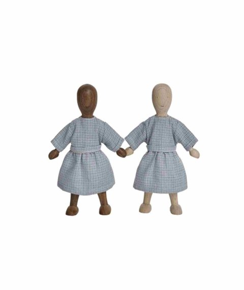 LALA Drewniana Lalka Orzechowa z Sukienką