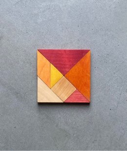 Drewniany Tangram w woreczku - barwa ciepła