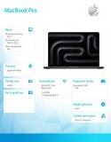 MacBook Pro 16.2 cali: M4 Max 16/40, 48GB, 1TB SSD - Czarny
