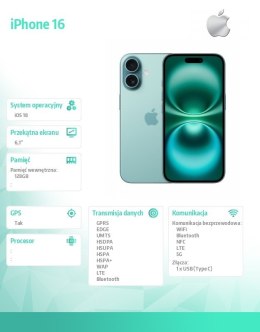 IPhone 16 128GB - Berylowa zieleń