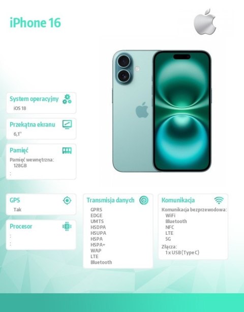 IPhone 16 128GB - Berylowa zieleń