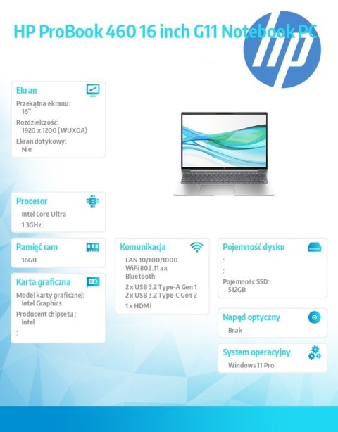 Notebook ProBook 460 G11 U5-125U 512GB/16GB/W11P/16.0 AD1Q3ET