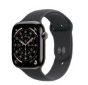 Watch Series 11 GPS + Cellular, koperta 42 mm z tytanu w kolorze łupku, pasek sportowy w kolorze czarnym - rozmiar M/L