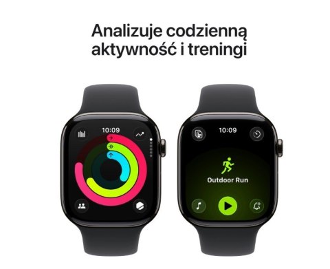 Watch Series 11 GPS + Cellular, koperta 42 mm z tytanu w kolorze łupku, pasek sportowy w kolorze czarnym - rozmiar M/L