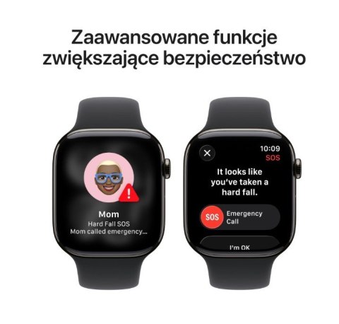 Watch Series 11 GPS + Cellular, koperta 42 mm z tytanu w kolorze łupku, pasek sportowy w kolorze czarnym - rozmiar M/L