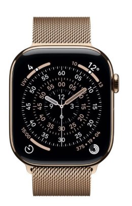 Watch Series 11 GPS + Cellular, koperta 46 mm z tytanu w kolorze złotym, bransoleta mediolańska w kolorze złotym S/M