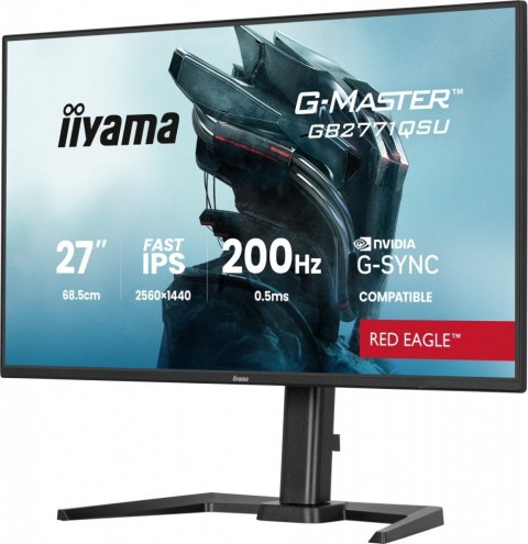 Monitor 27 cali GB2771QSU-B1 QHD,Fast IPS,200Hz,HAS (150) PIVOT,2xUSB 3.2,2xUSB C,0,5ms,2xHDMI,DP,350cd,Adaptive G-SYNC 2560x144