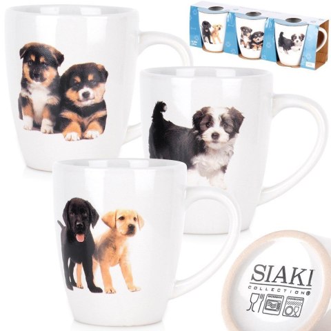 Kubki ceramiczne do kawy herbaty psy 220 ml zestaw kubków 3 sztuki EXCELLENT HOUSEWARE 139700