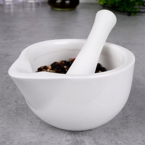 Moździerz kuchenny do przypraw ziół leków porcelanowy biały EXCELLENT HOUSEWARE 259318