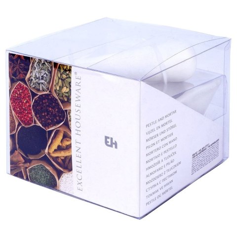 Moździerz kuchenny do przypraw ziół leków porcelanowy biały EXCELLENT HOUSEWARE 259318