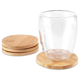 Podstawki podkładki pod kubek kubki drewniane 9.7cm 4 sztuki EXCELLENT HOUSEWARE 139314-O