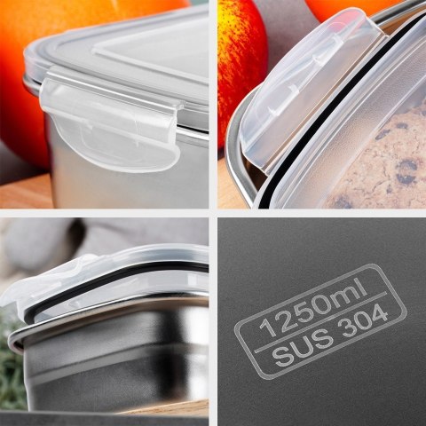 Pojemnik stalowy na żywność z pokrywką i uszczelką 1.25L EXCELLENT HOUSEWARE 229214
