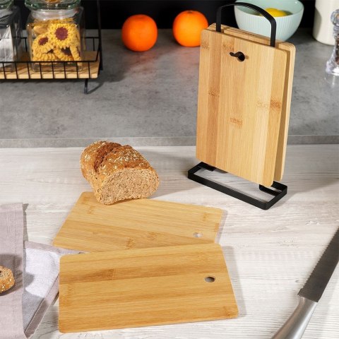 Zestaw komplet desek deski do krojenia bambusowe ze stojakiem 6SZT 22x14cm EXCELLENT HOUSEWARE 259076