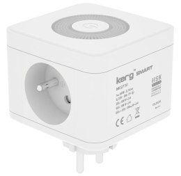 Kostka zasilająca 2-gniazdowa + ładowarka USB-A+USB-C + lampka LED 16A/250V~ KERG Smart biała
