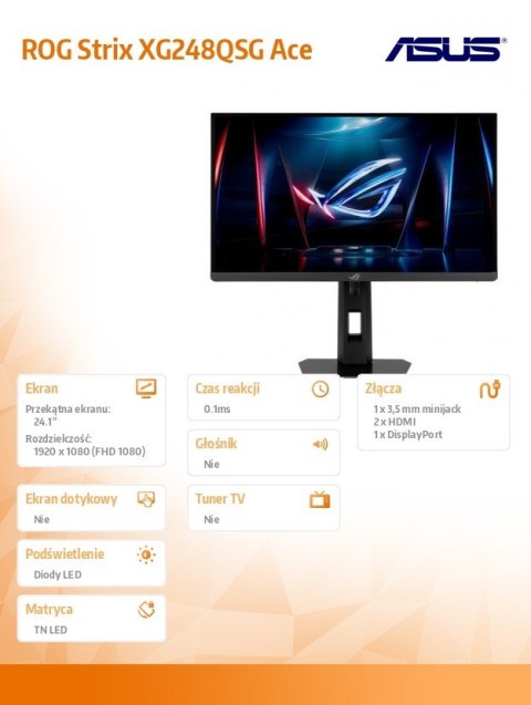 Monitor 24 cale Rog Strix XG248QSG 610Hz 2xHDMI DP