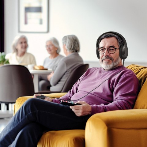 Słuchawki nauszne przewodowe TV czarne