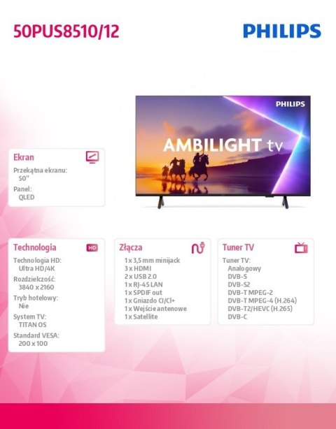 Telewizor QLED 50 cali 50PUS8510/12