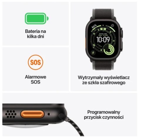 Watch Ultra 3 GPS + Cellular, koperta 49 mm z tytanu w kolorze czarnym, pasek Ocean w kolorze czarnym