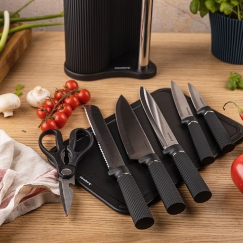 ZESTAW NOŻY W STOJAKU Z DESKĄ I CHWYTEM NA RĘCZNIK KLAUSBERG KB-7977