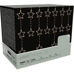 LAMPKI CHOINKOWE KURTYNA ŚWIETLNA 200x200 CM 415LED CIEPŁY BIAŁY GWIAZDKI