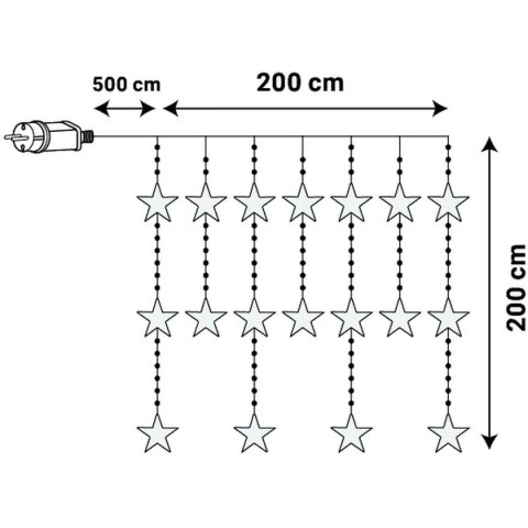LAMPKI CHOINKOWE KURTYNA ŚWIETLNA 200x200 CM 415LED CIEPŁY BIAŁY GWIAZDKI