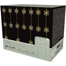 LAMPKI CHOINKOWE KURTYNA ŚWIETLNA 200x200 CM 408LED CIEPŁY BIAŁY PŁATKI ŚNIEGU