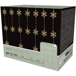 LAMPKI CHOINKOWE KURTYNA ŚWIETLNA 200x200 CM 408LED CIEPŁY BIAŁY PŁATKI ŚNIEGU