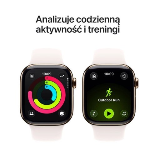 Watch Series 11 GPS + Cellular koperta 42 mm z tytanu w kolorze złotym, pasek sportowy w kolorze łagodnego różu - rozmiar M/L